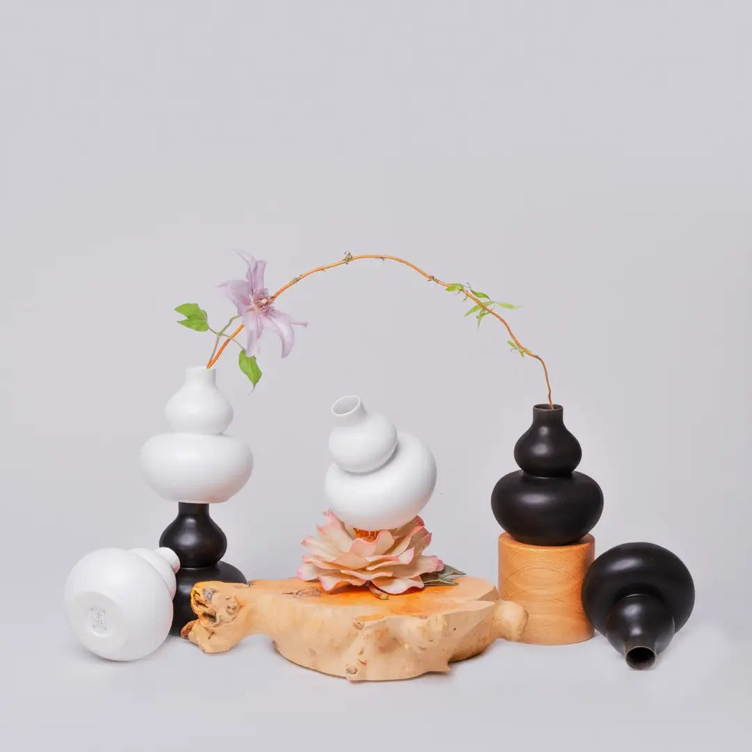 Semi Matte Porcelain Mini Double Gourd Vase in White