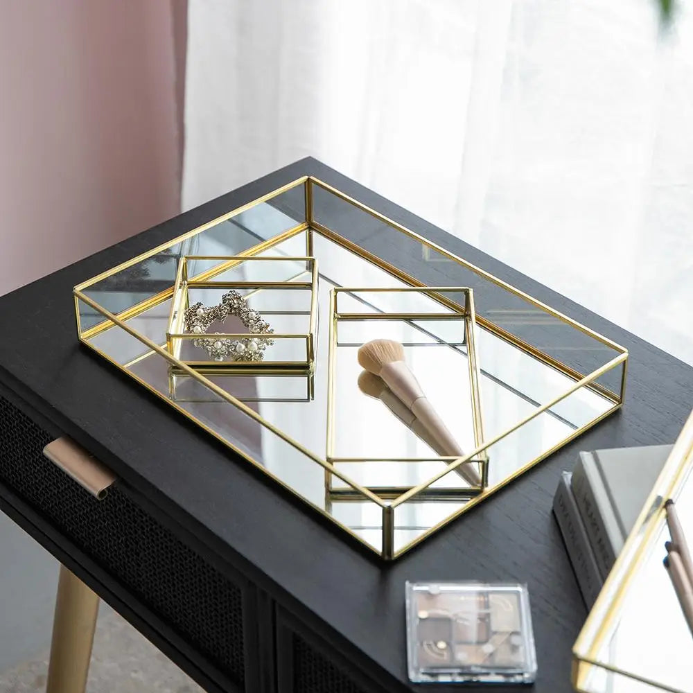 Gold Rimmed Glass Tray