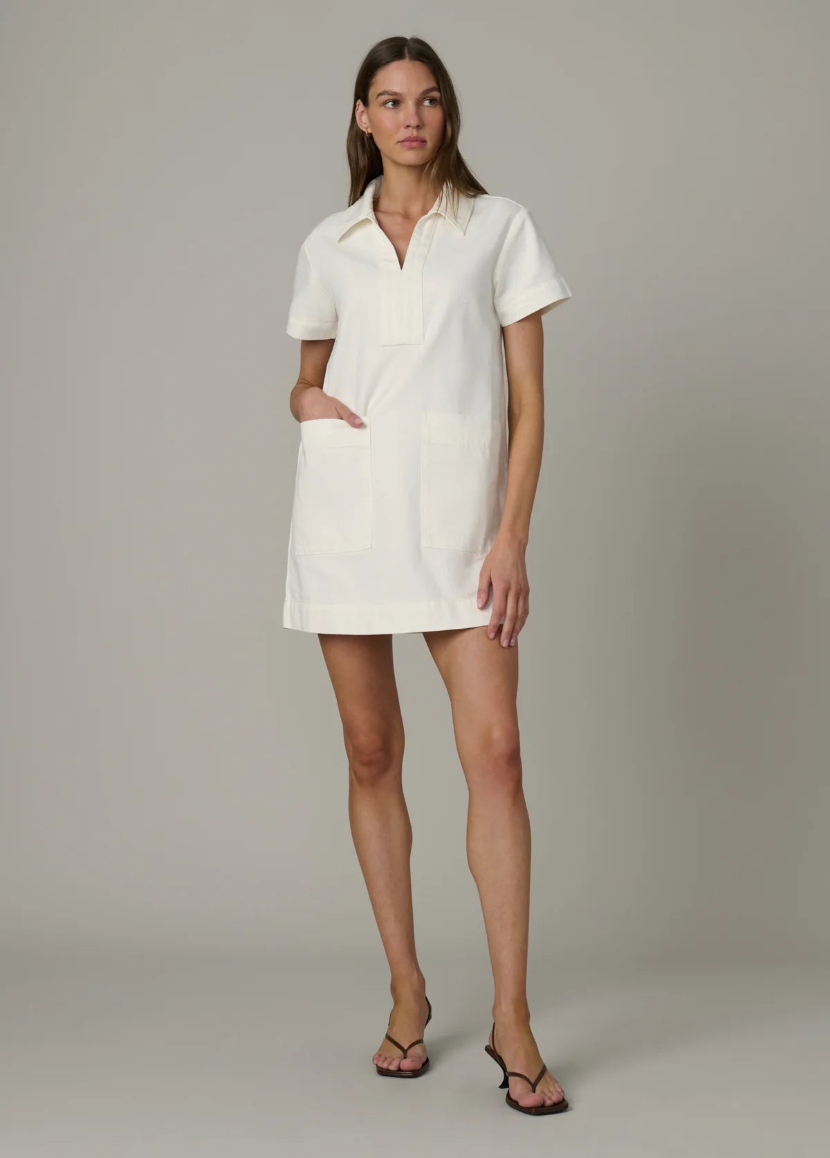The Lillian Denim Dress in Milk
