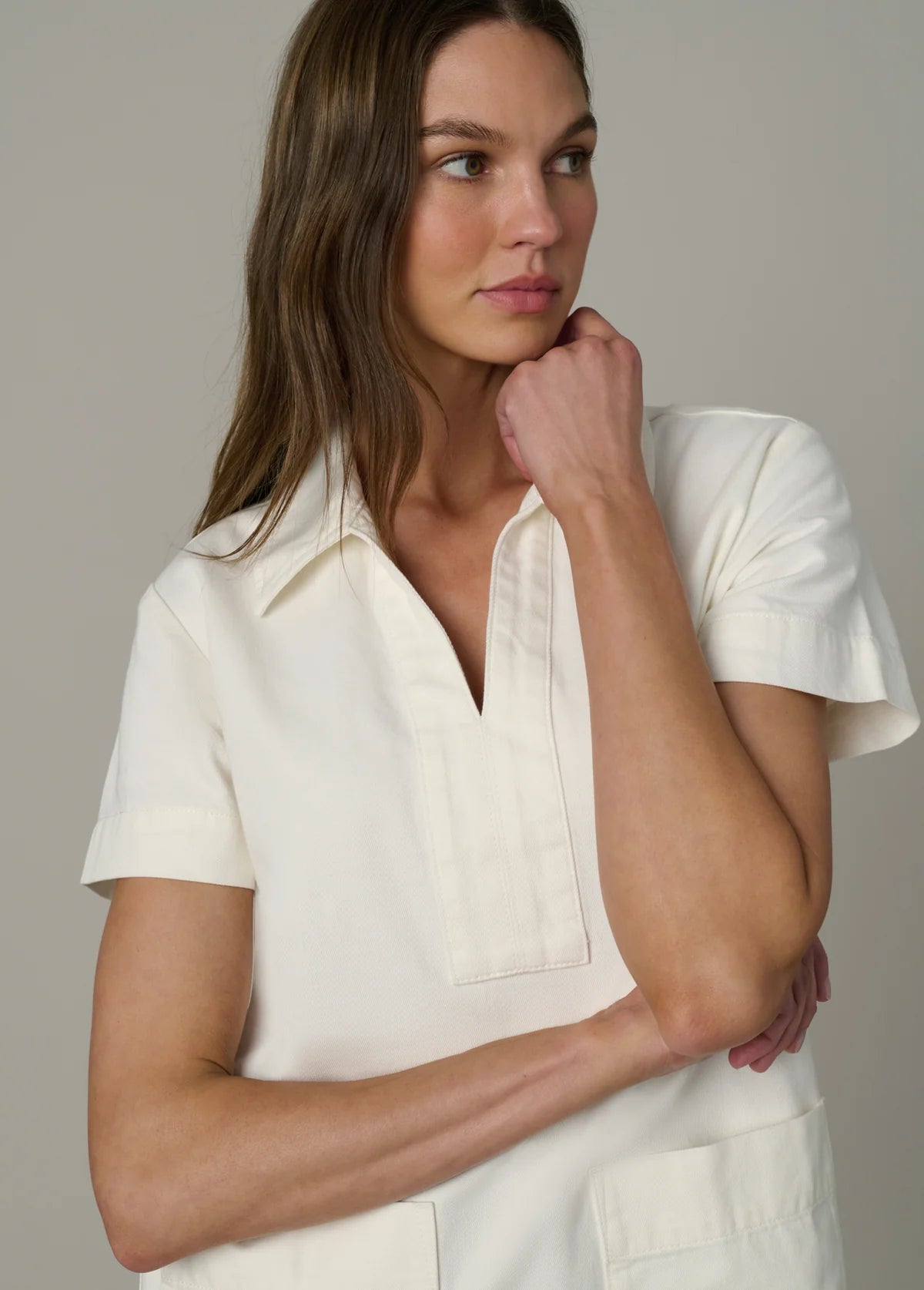 The Lillian Denim Dress in Milk