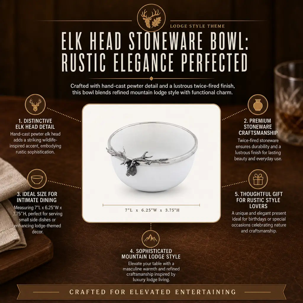 Elk Head Stoneware Bowl