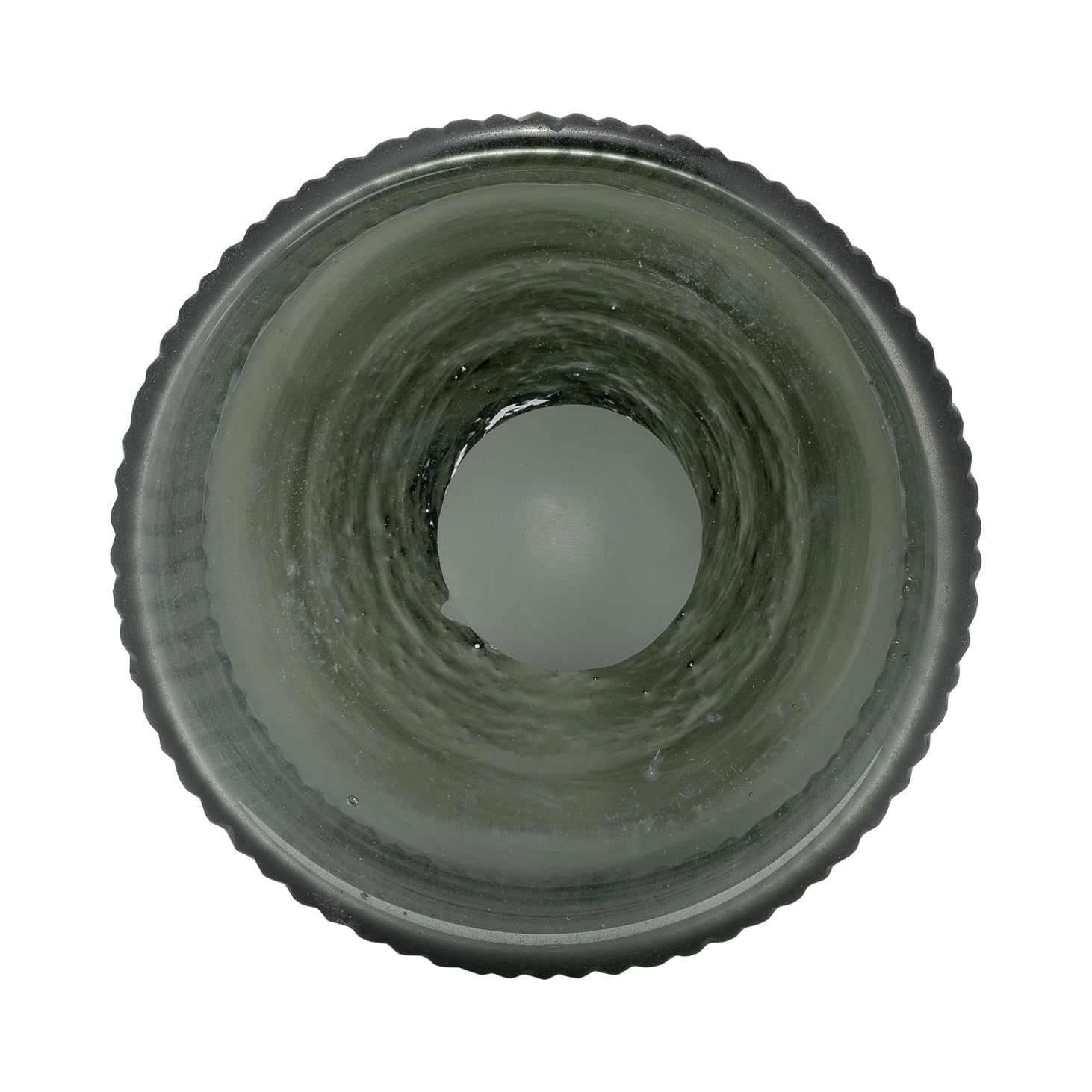 Glass Vertical Ribbed Round Lid Vase