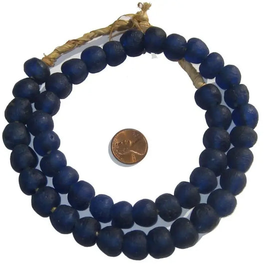 14mm Indigo Blue Recycled Glass Beads