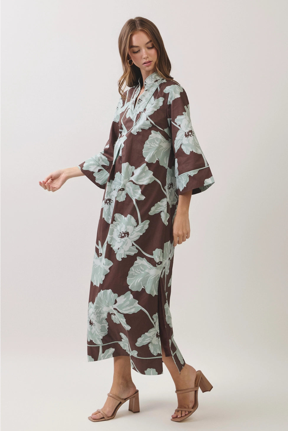 Floral Print Caftan Maxi Dress