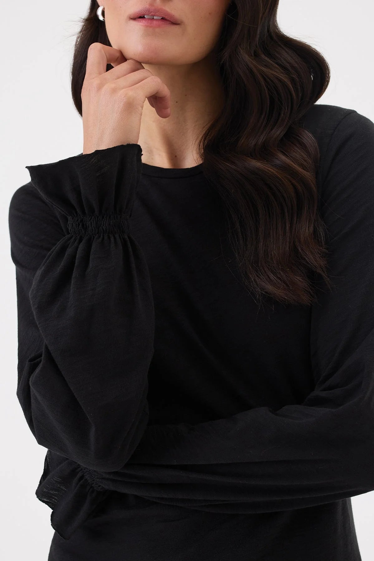 Bishop Sleeve Blouse in Black