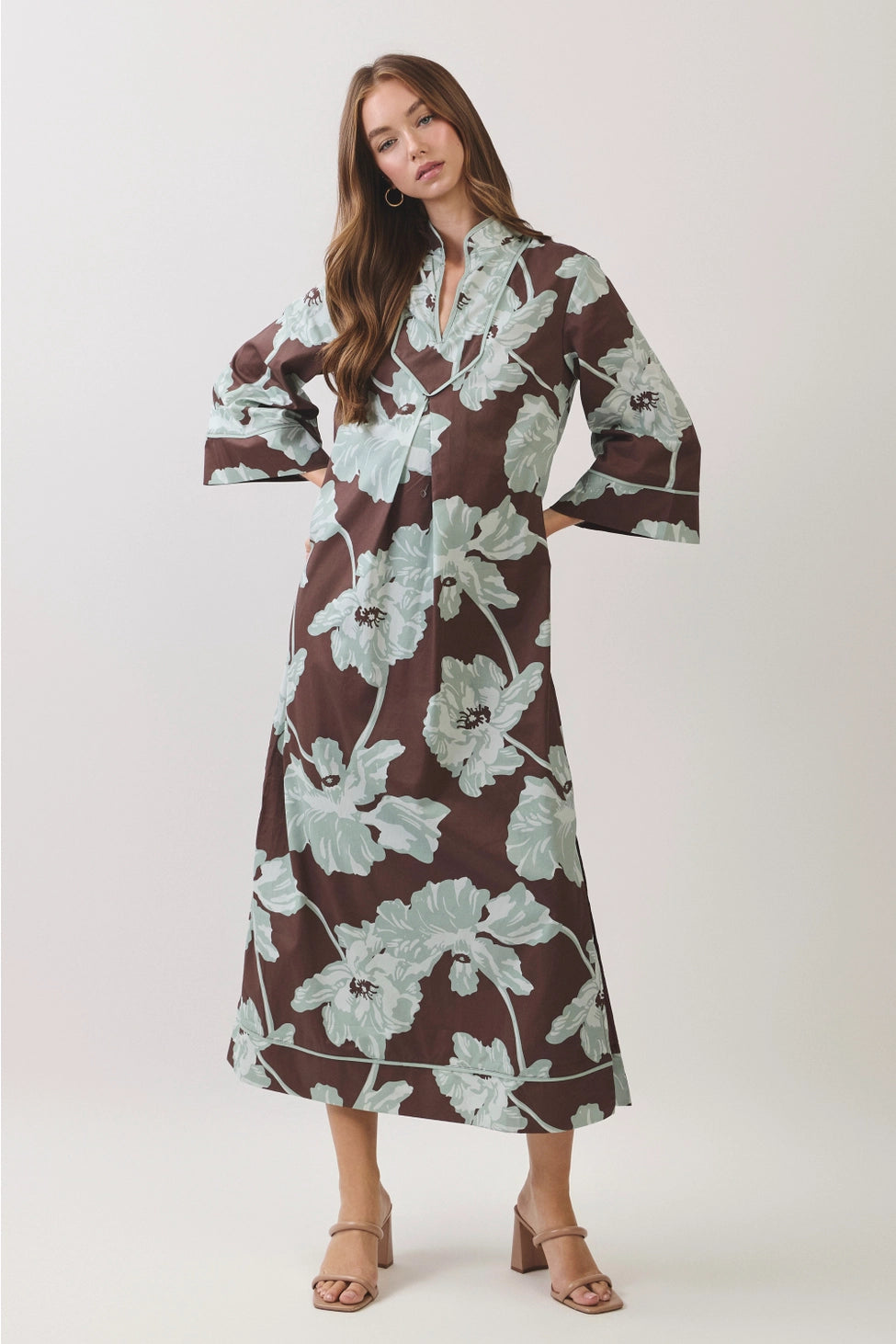 Floral Print Caftan Maxi Dress