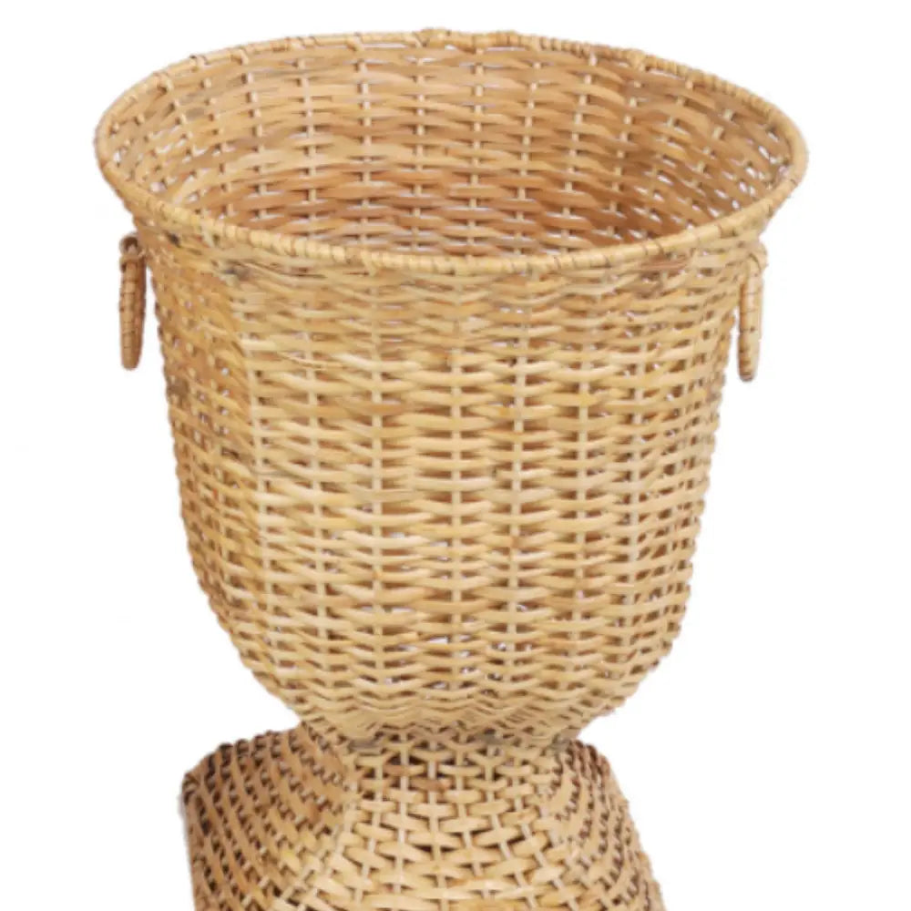 Square Wicker Urn and Pedestal
