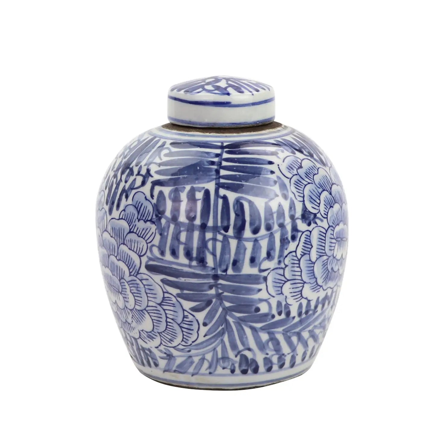 Blue and White Tiny Lid Mini Jar Blooming Flower