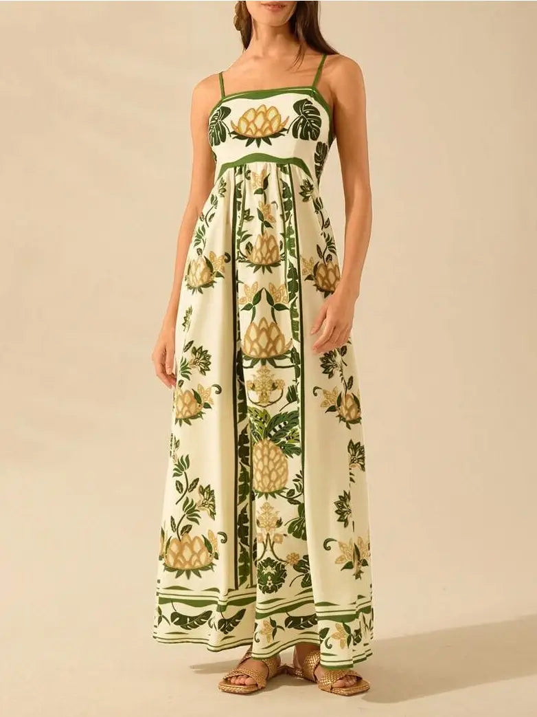 Lotus Botanical Spring Maxi Dress