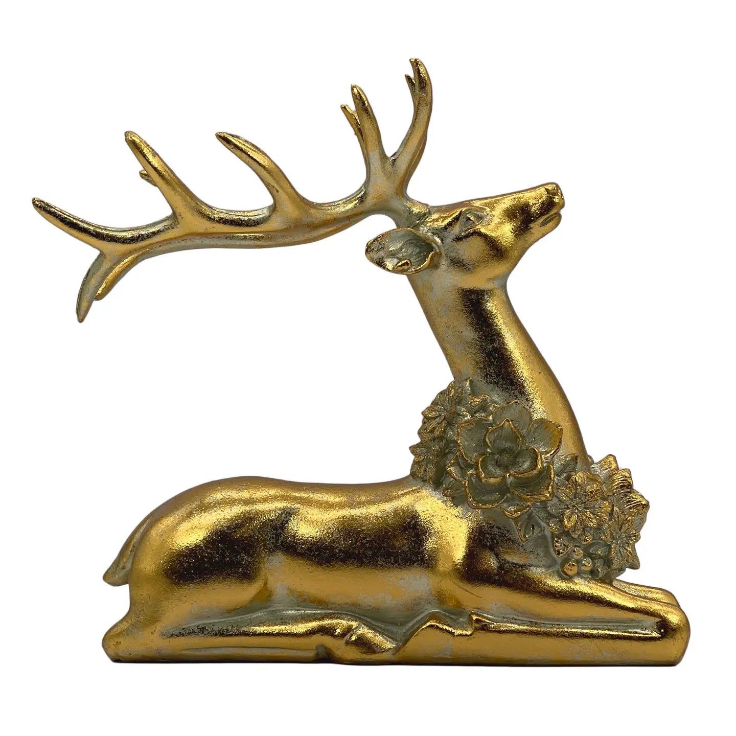 Gold Resin Sitting Reindeer