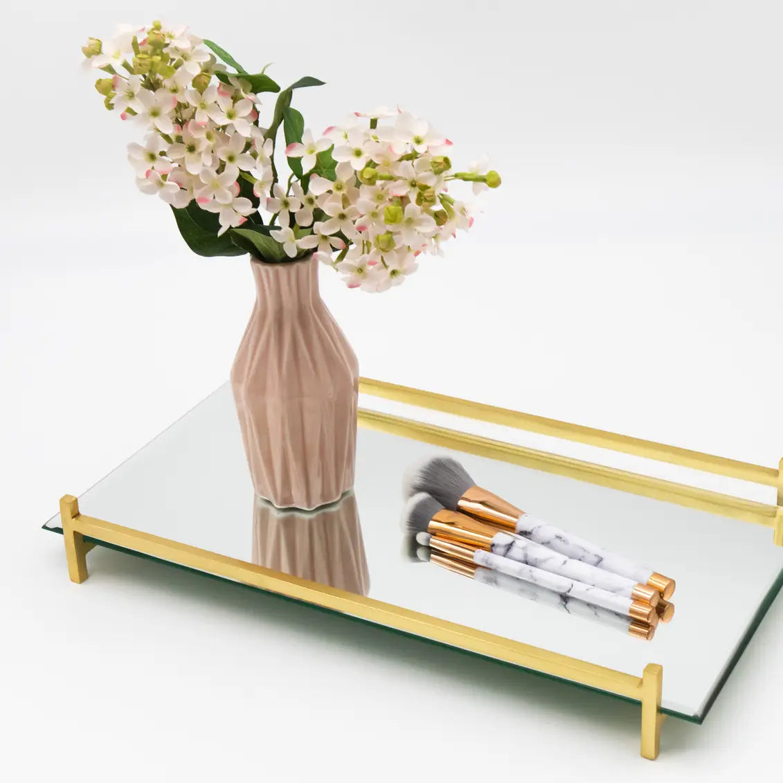 Gold Square Wire Mirror Tray