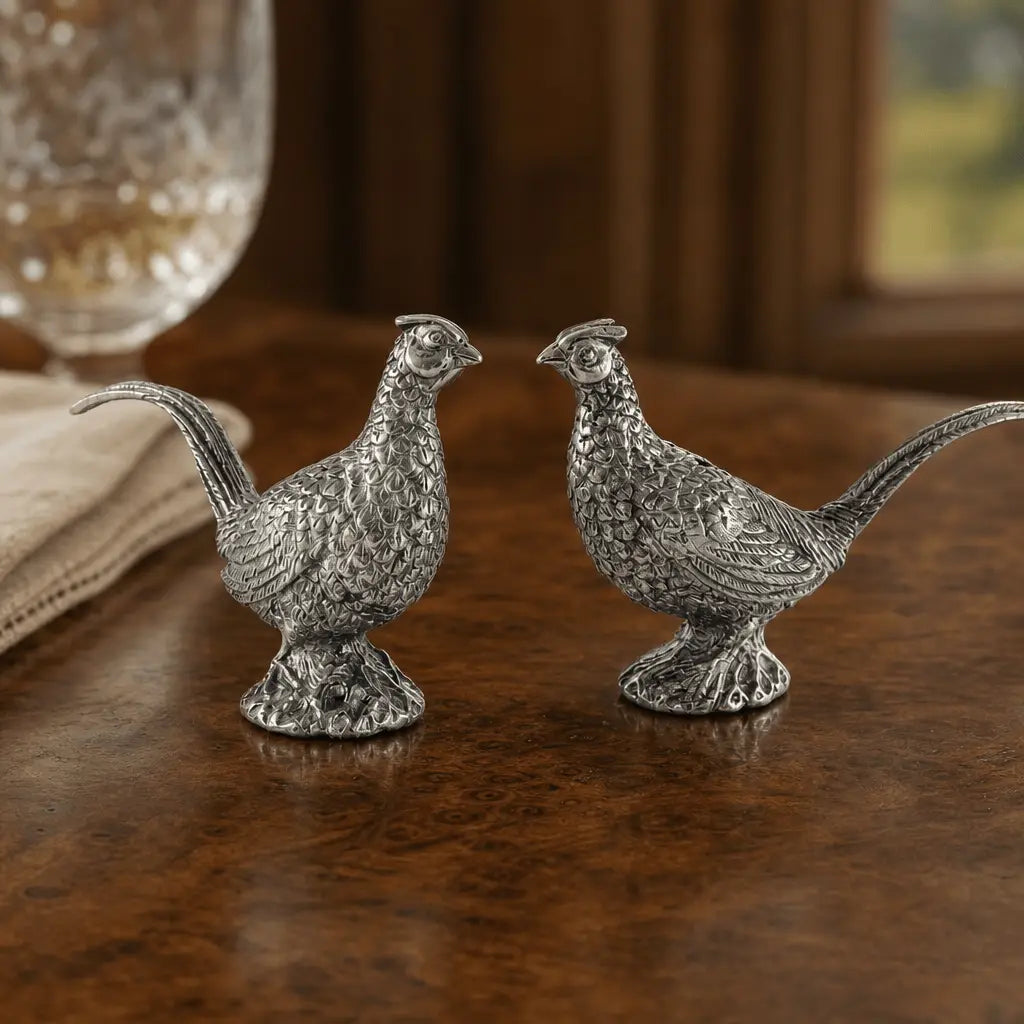 Pewter Pheasants Salt & Pepper Set