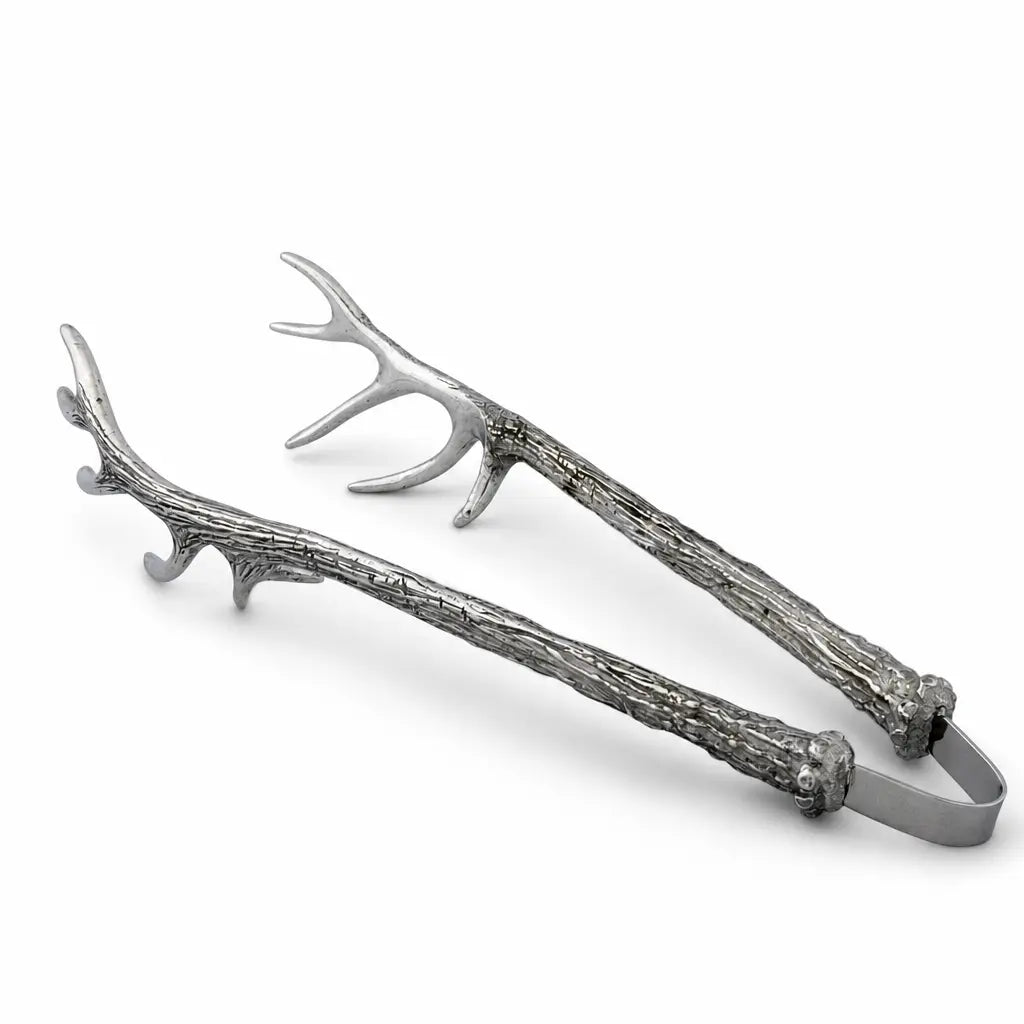 Pewter Antler Pattern Ice / Bread Tongs