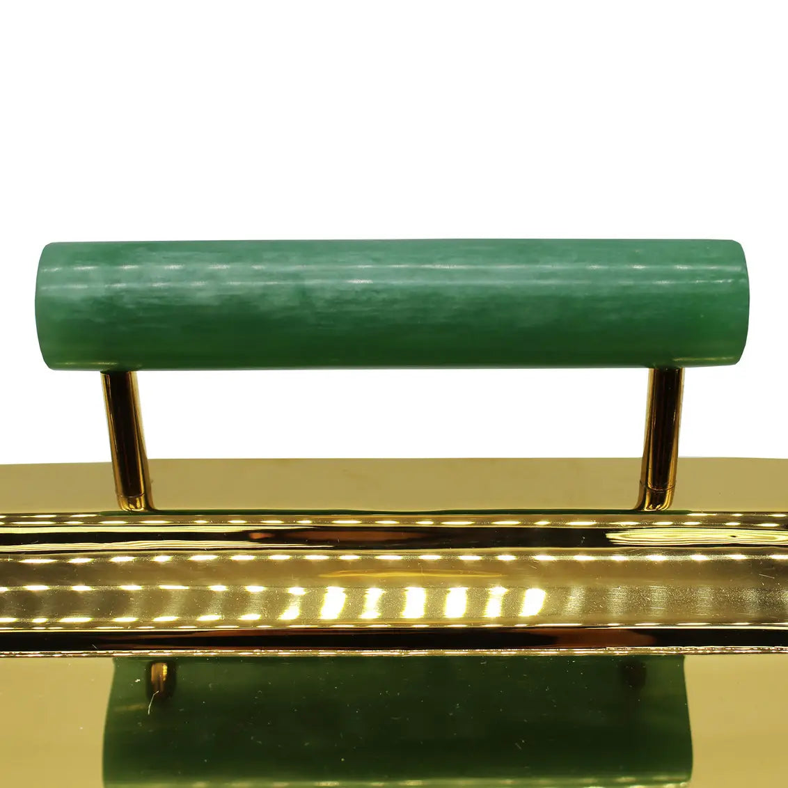 Gold Tray with Green Resin Handles