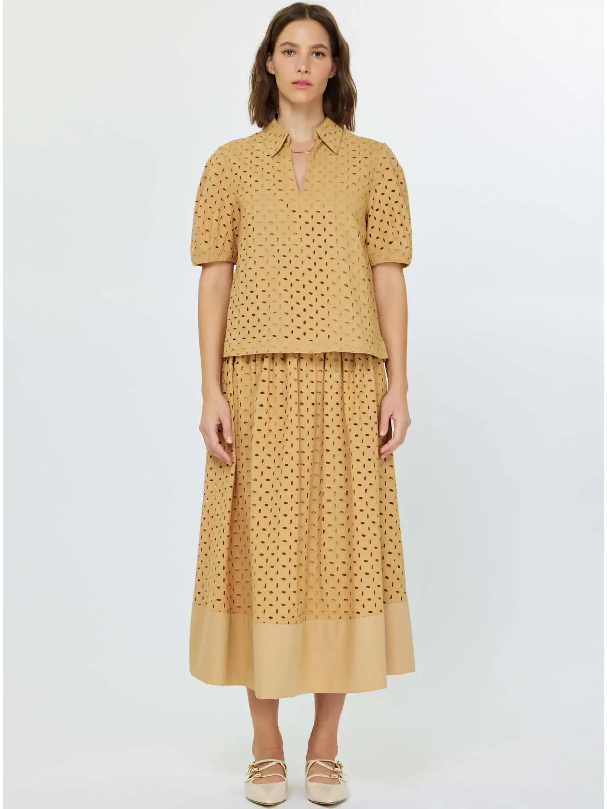 Eyelet Half Sleeve Blouse