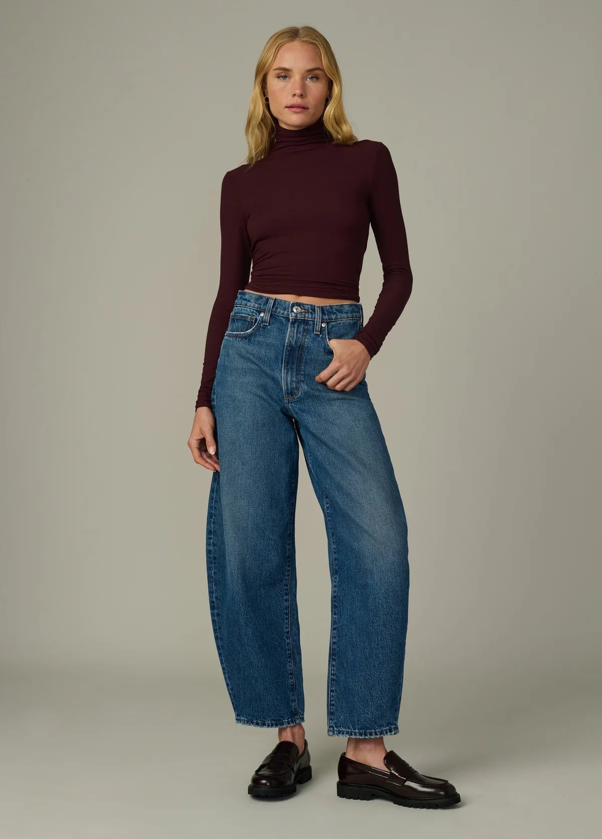 The Tony Long Sleeve Top in Bordeaux