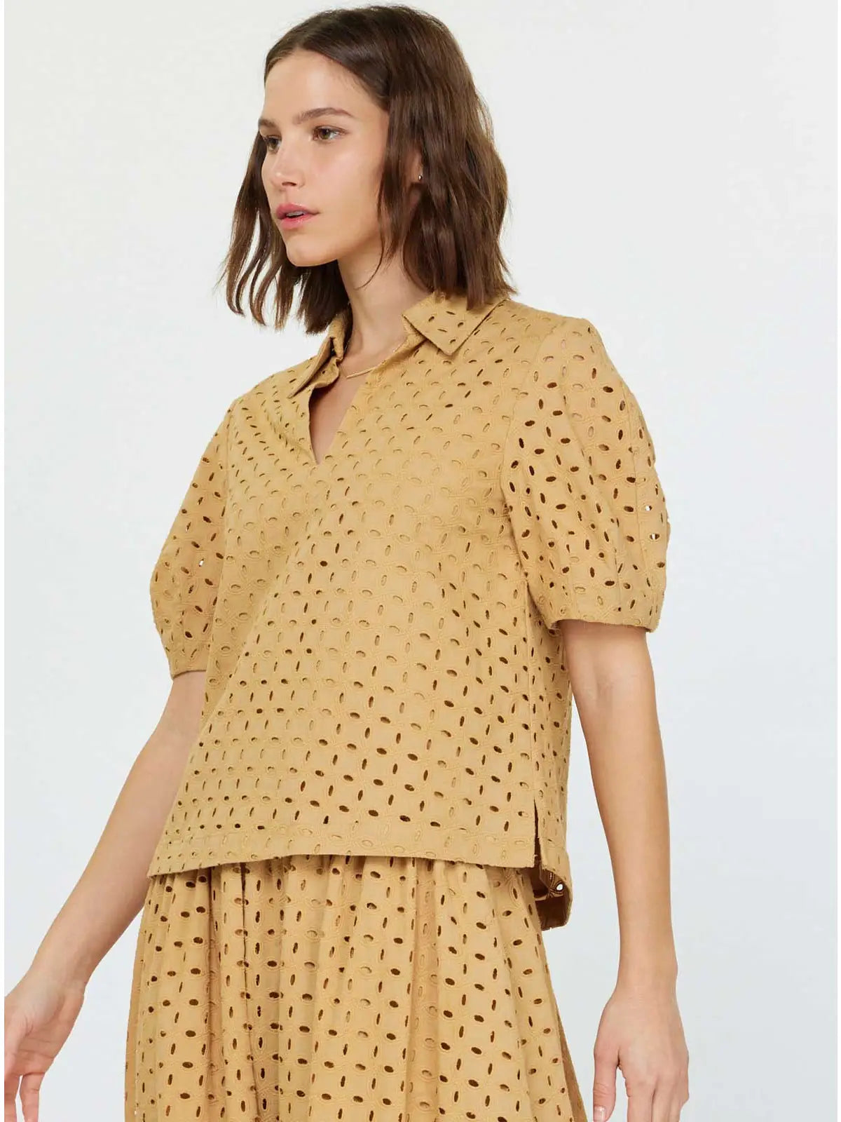 Eyelet Half Sleeve Blouse
