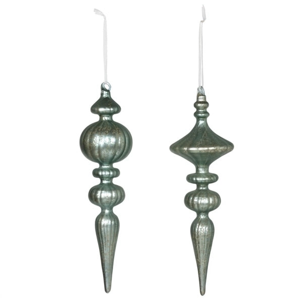 Antique Blue Glass Finial Ornament