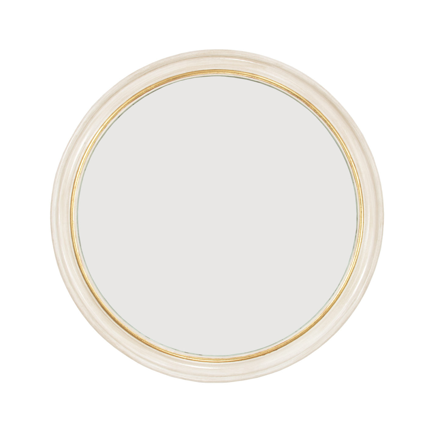 White & Gold Round Mirror