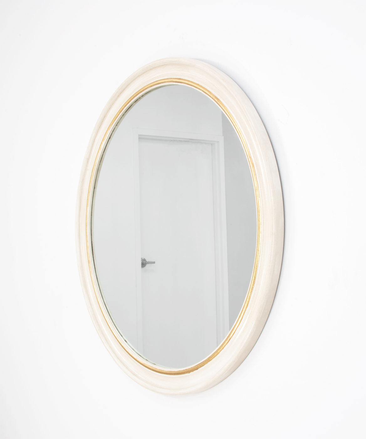 White & Gold Round Mirror
