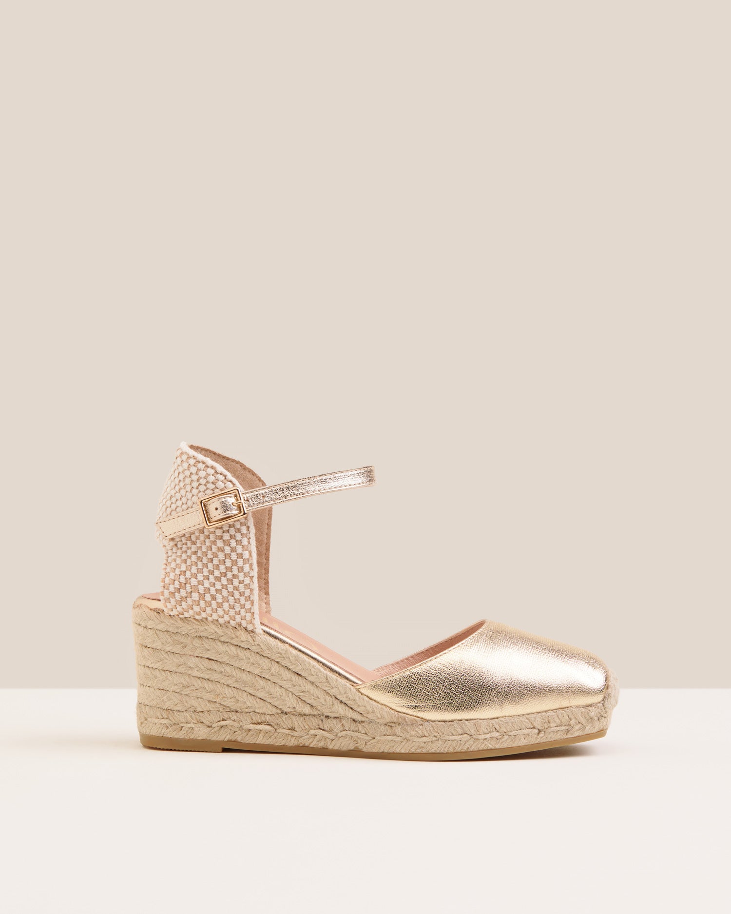 Yosie Gold Mid Wedge Espadrilles