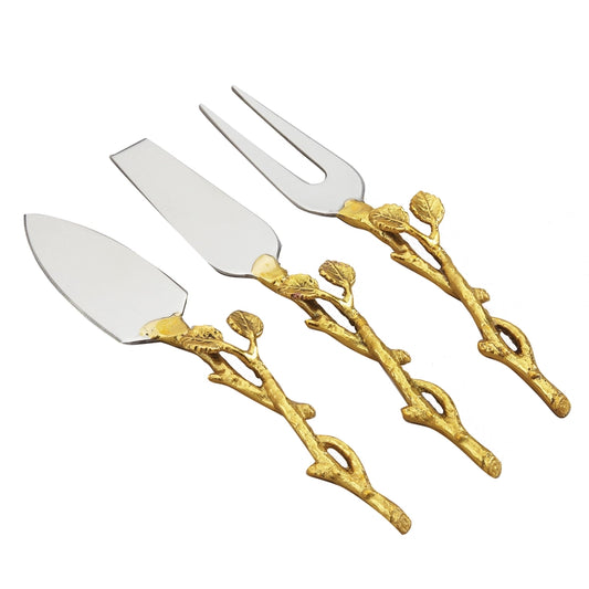 Golden Vine Handle Cheese Set, Set of 3