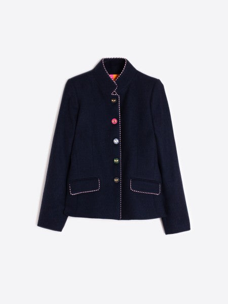 Vilagallo Dori Navy Piped Pink Blazer