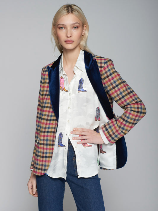 Heather Wool Mixed Check Blazer