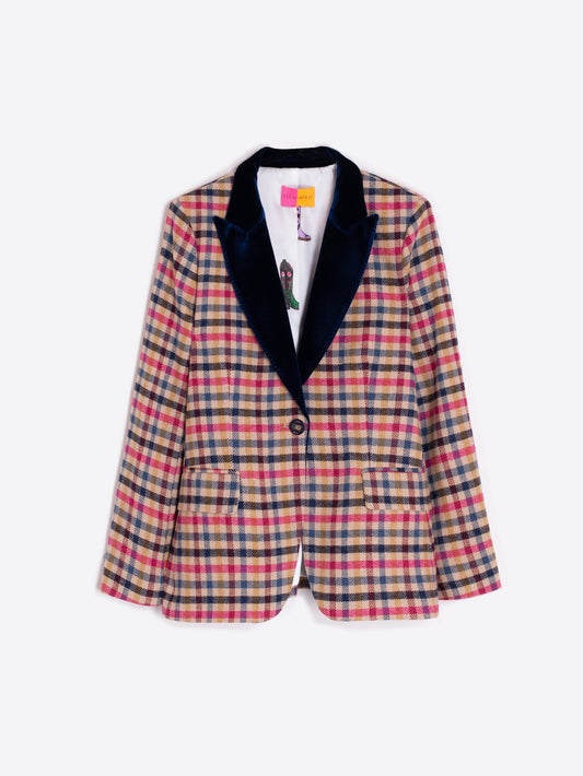 Heather Wool Mixed Check Blazer