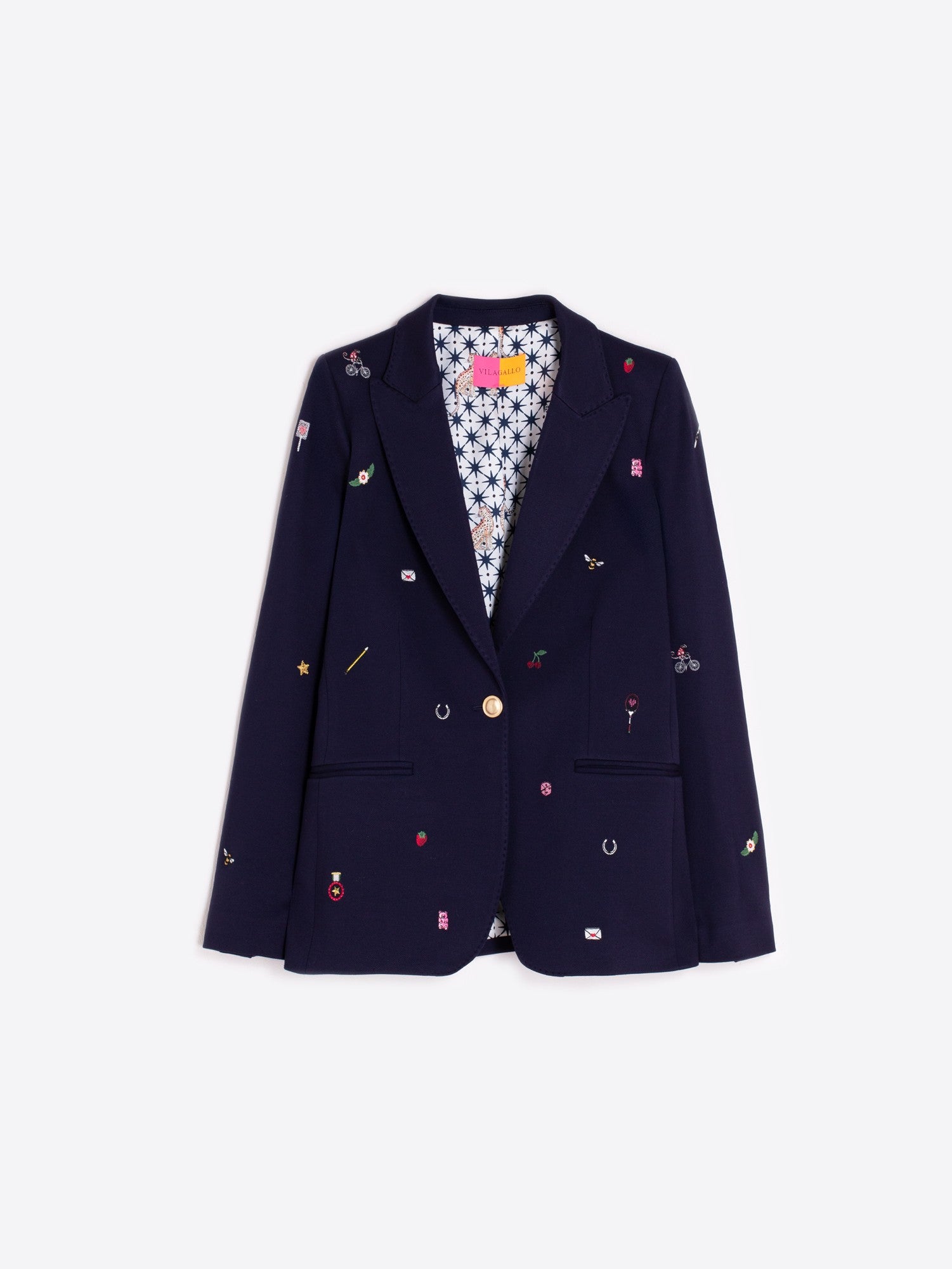 Vilagallo Navy Blazer Mini Embroidereries