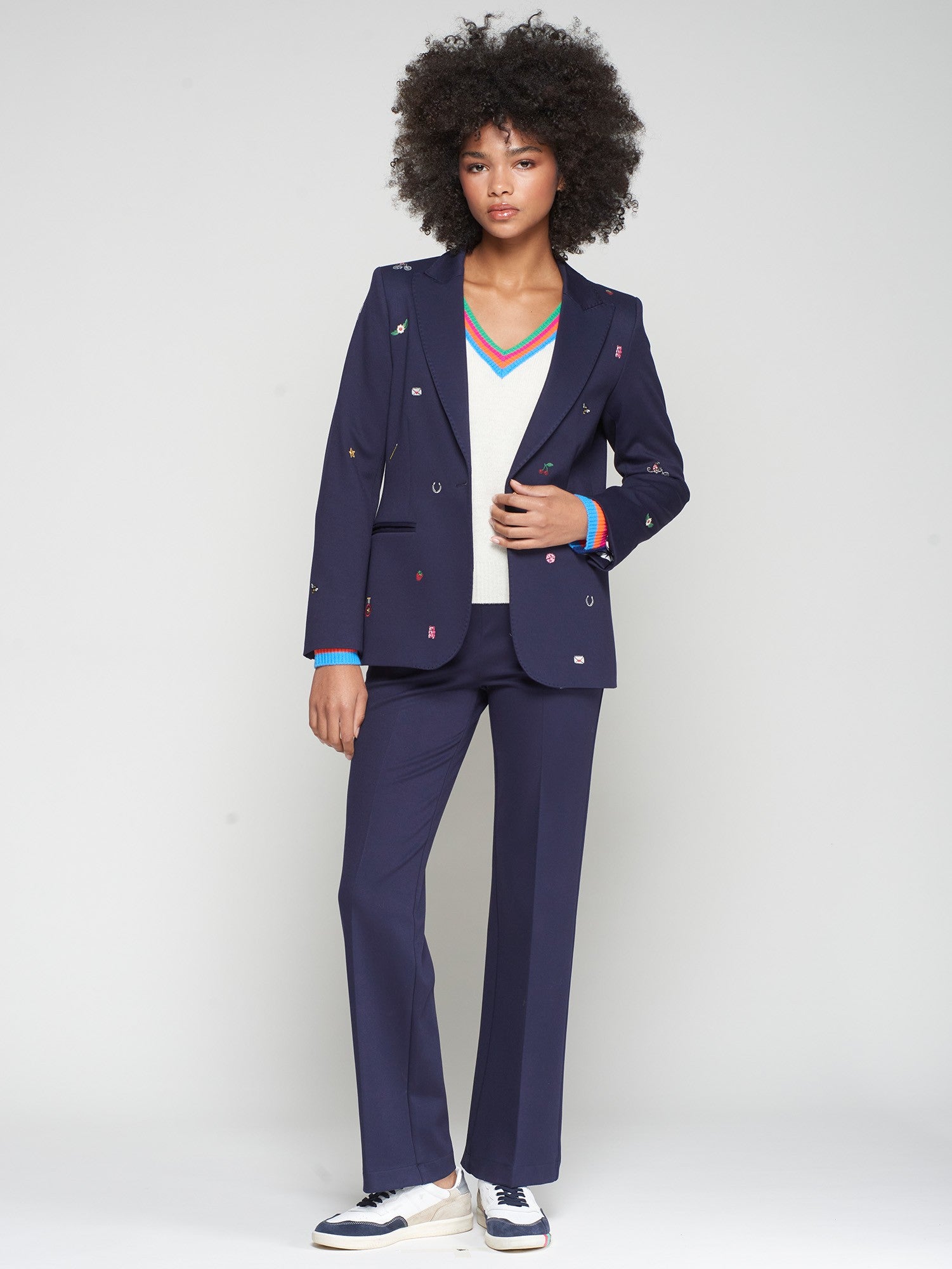 Vilagallo Navy Blazer Mini Embroidereries