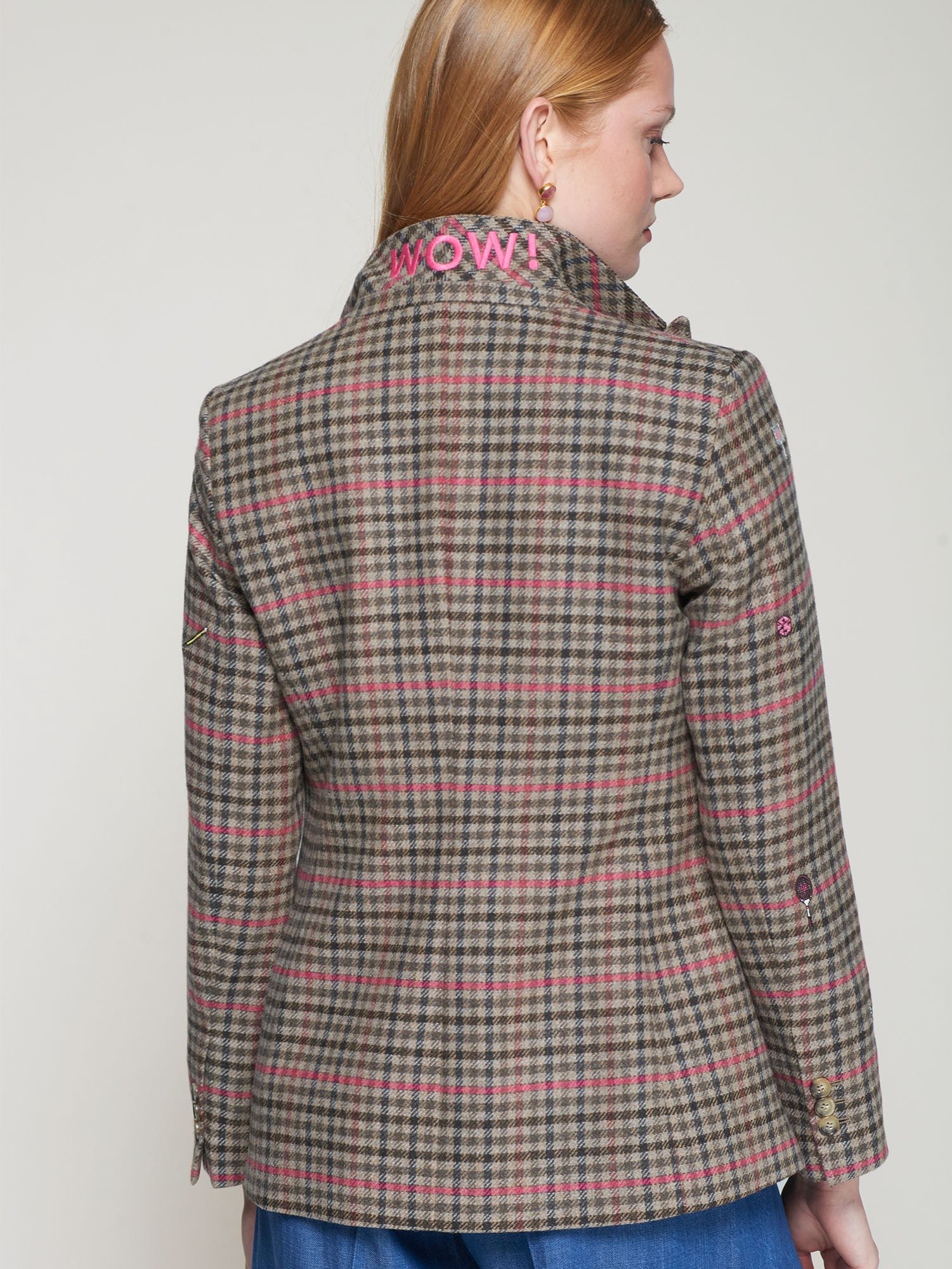 Vilagallo Houndstooth Jacket with Mini Embroideries
