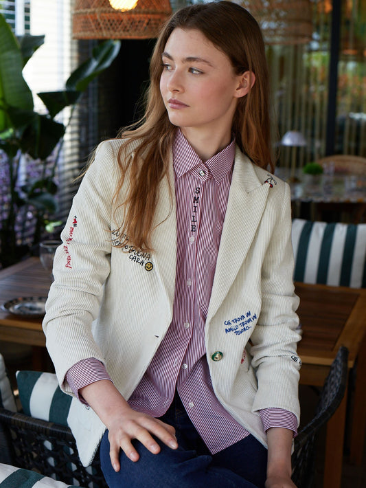 Hillary Embroidered Corduroy Blazer