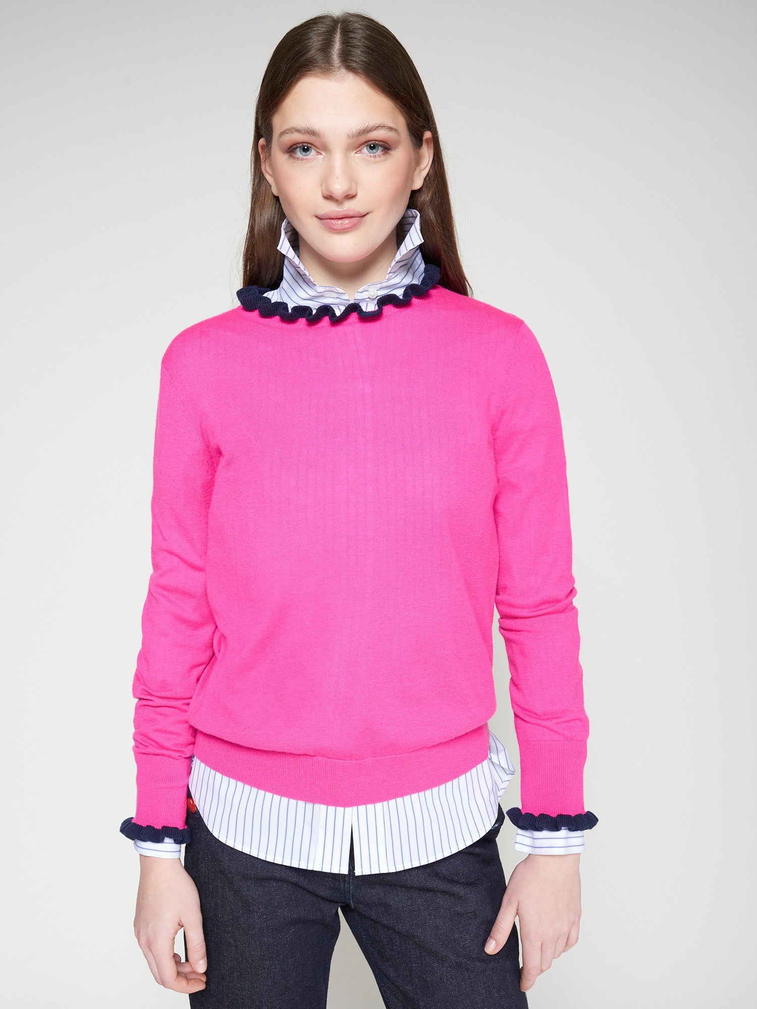 Vilagallo Fuchsia Sweater With Ruffles