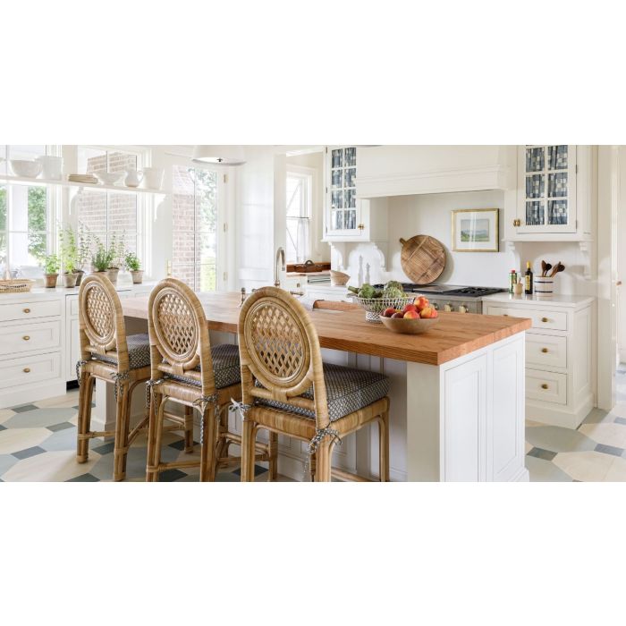 Louis XVI Trellis Rattan Counter Stool