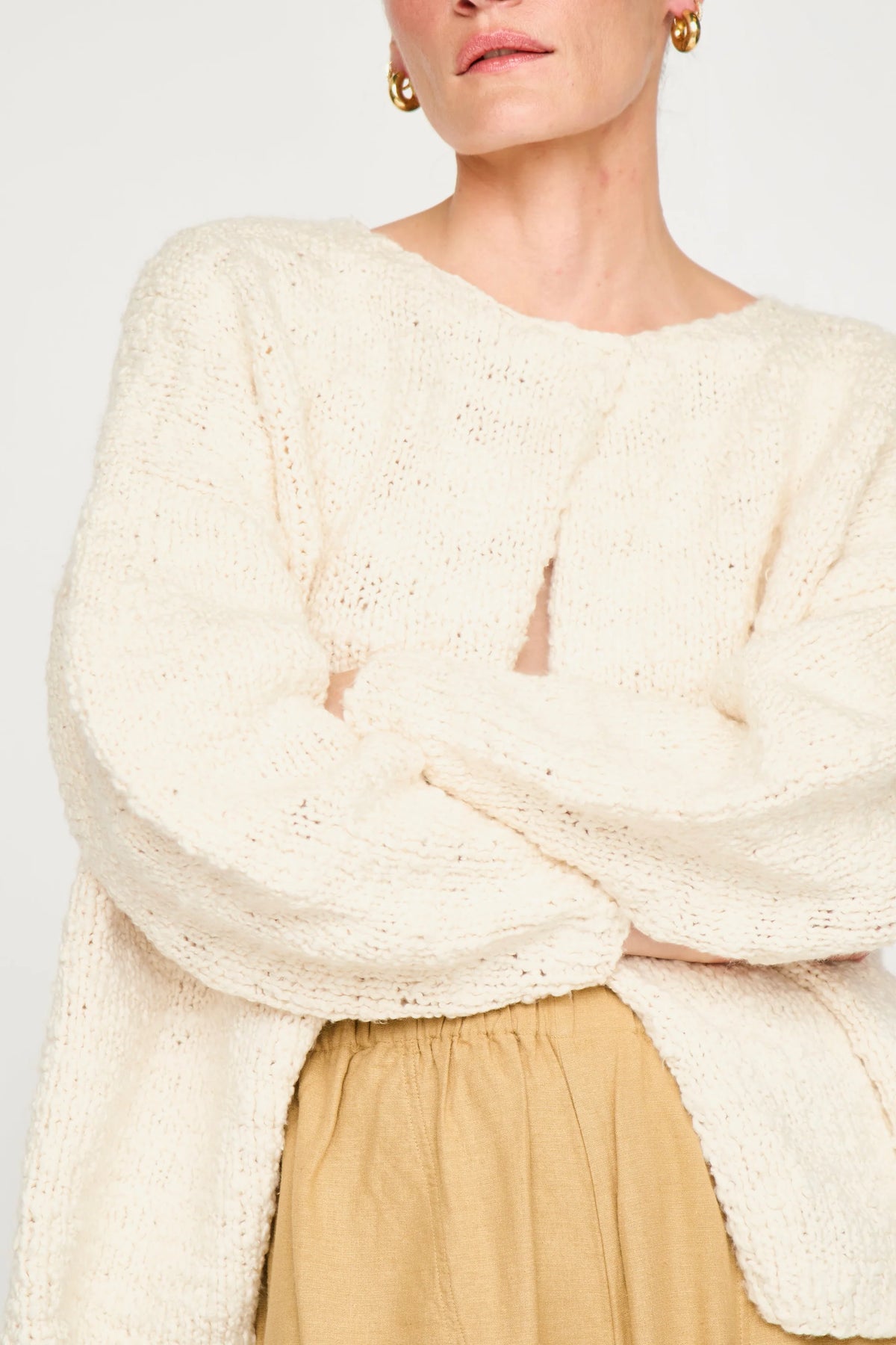 Cusco Open Cardigan in Cream Flame