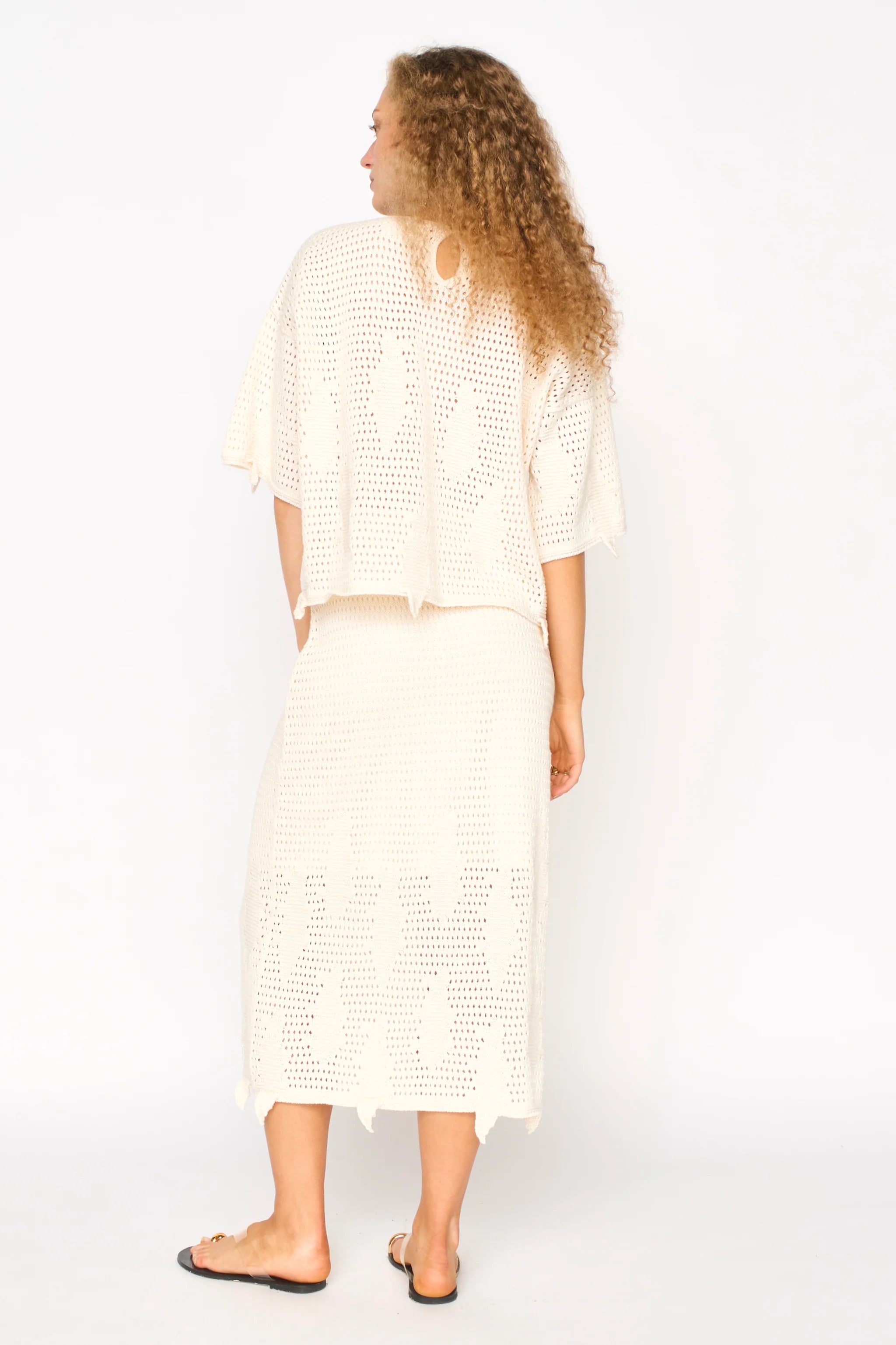 Lokaro Pointelle Skirt in Bone