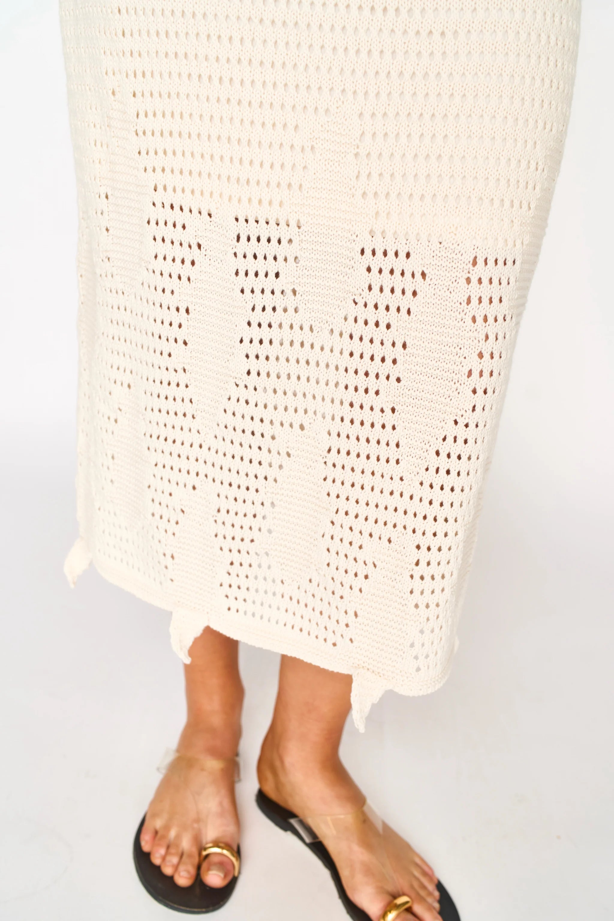 Lokaro Pointelle Skirt in Bone