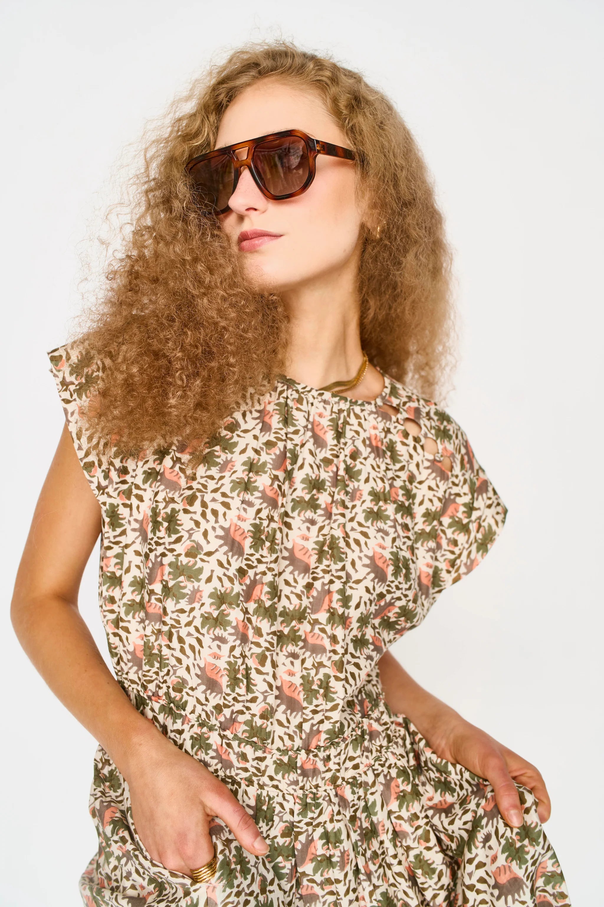 Merida Dress in Pink Cowrie