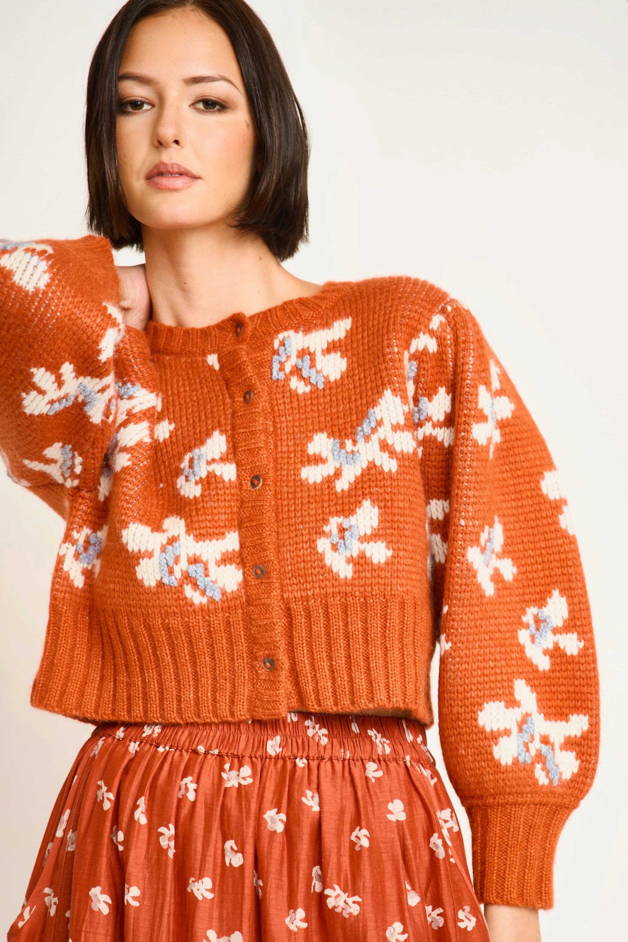 Valmorel Knit Cardigan in Burnt Iris