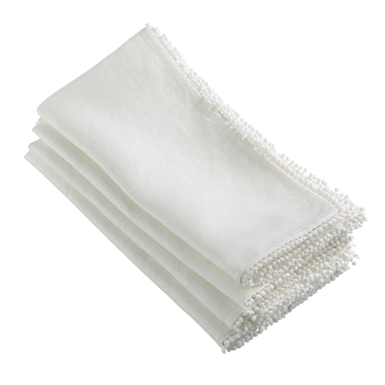 Pom-Pom Border Linen Napkins