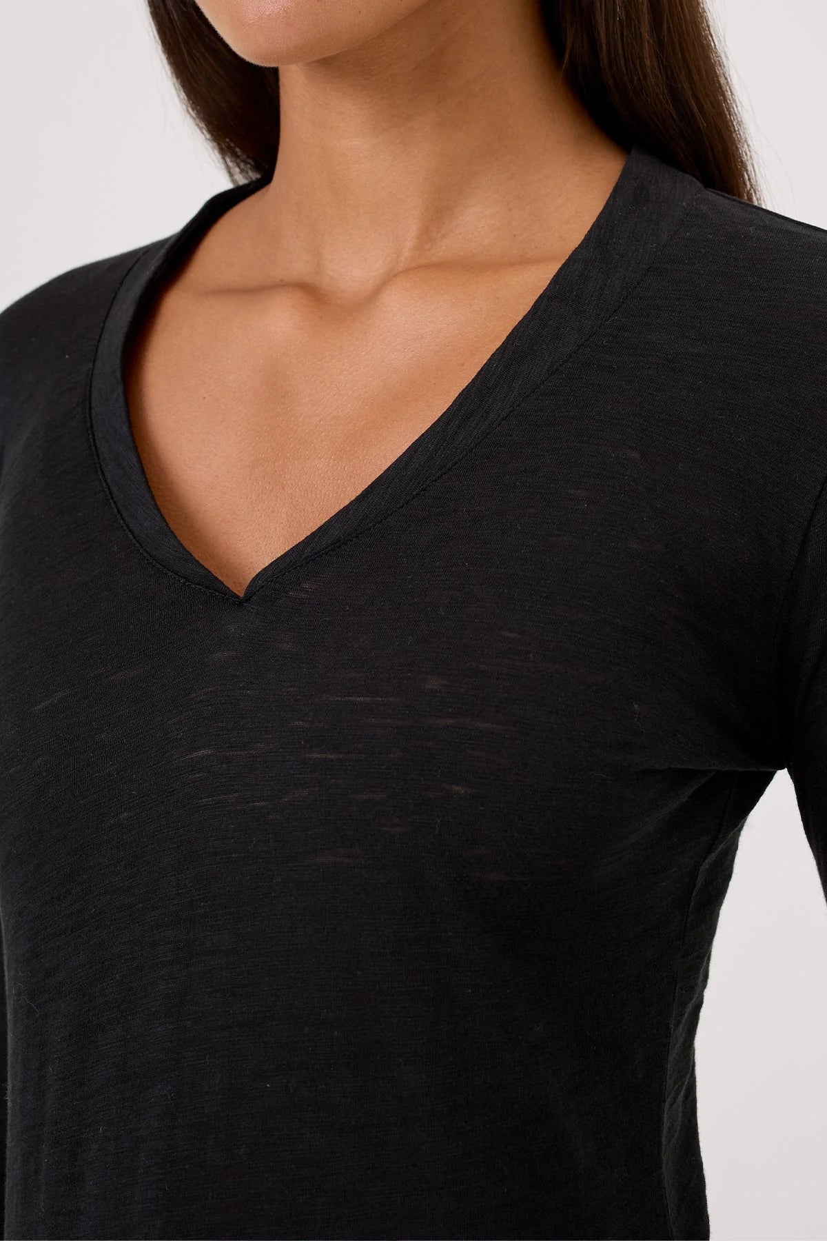 Serenity Long Sleeve V Neck Tee in Black