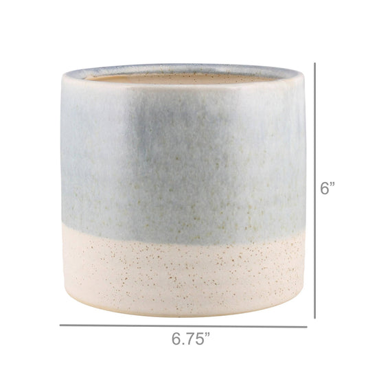 Isle Cachepot in Light Blue with White Border