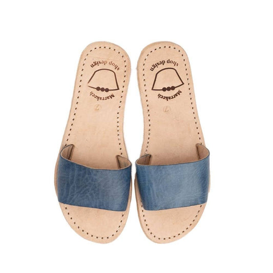 Leather Sandals in Blue Jean