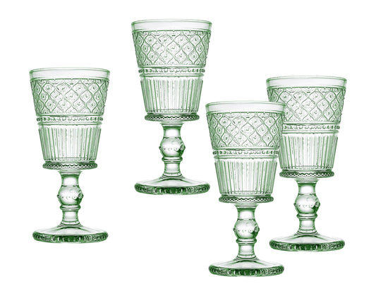 Set of Four Green Goblets