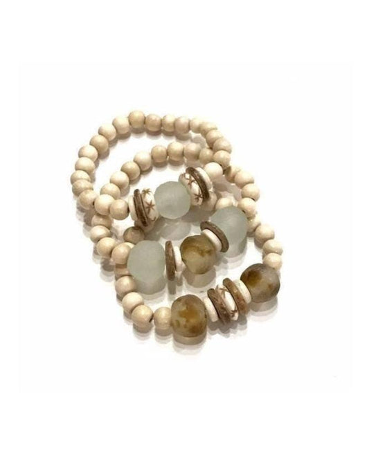 Trio Stack Bracelet Set - Cream