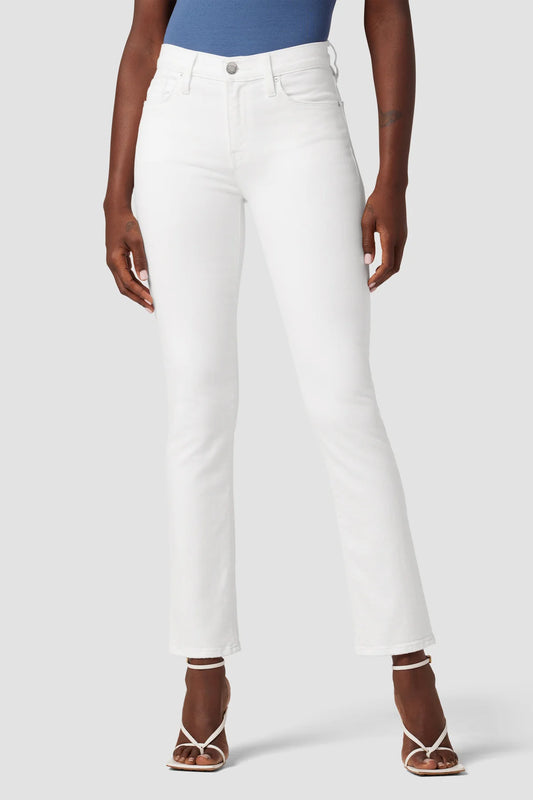 Nico Mid-Rise Straight Ankle Jeans in White