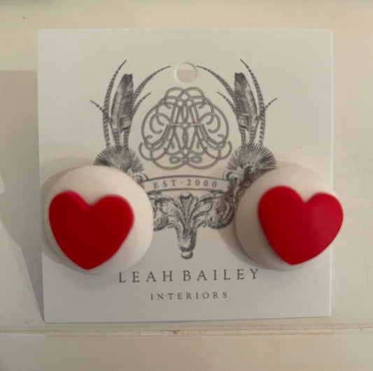 Red Heart Stud Earrings