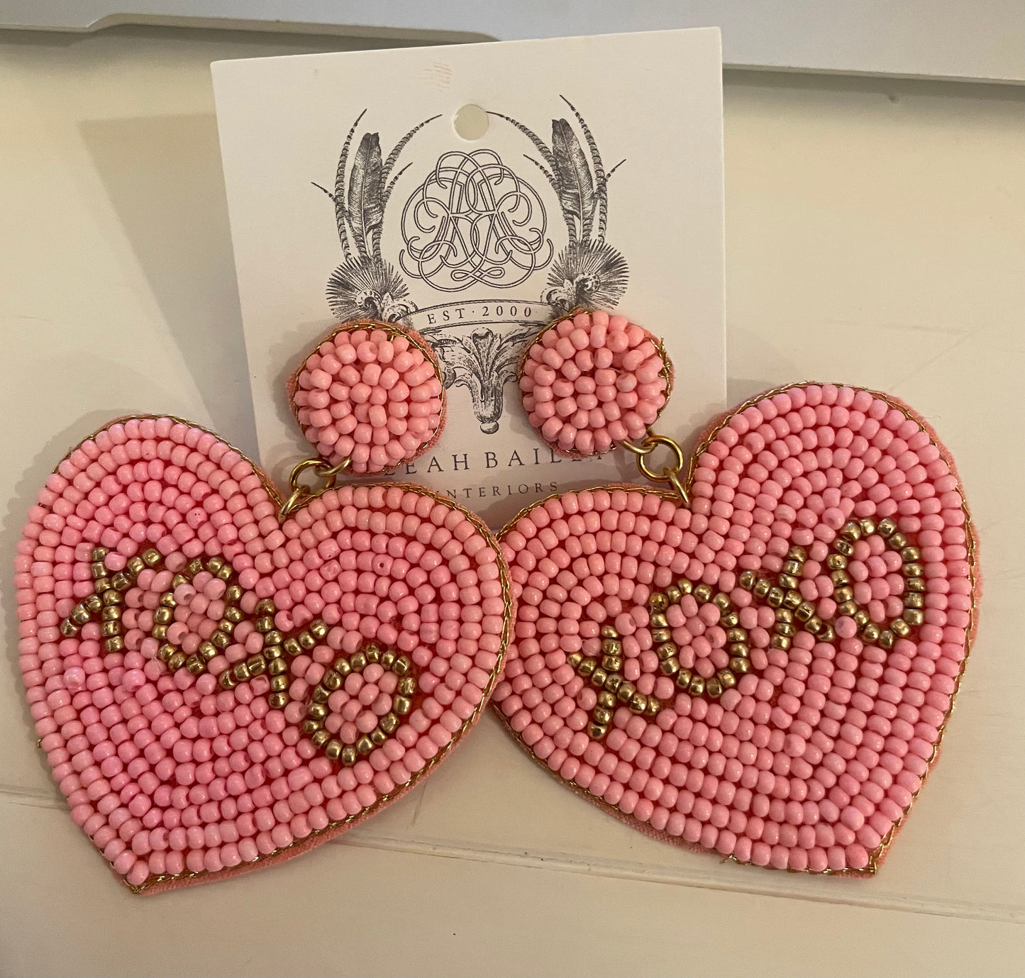 Beaded Heart XOXO Earrings