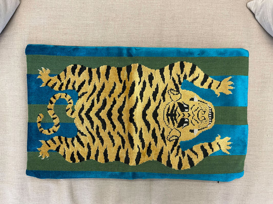 Turquoise Hartig Jokhang Tiger Pillow